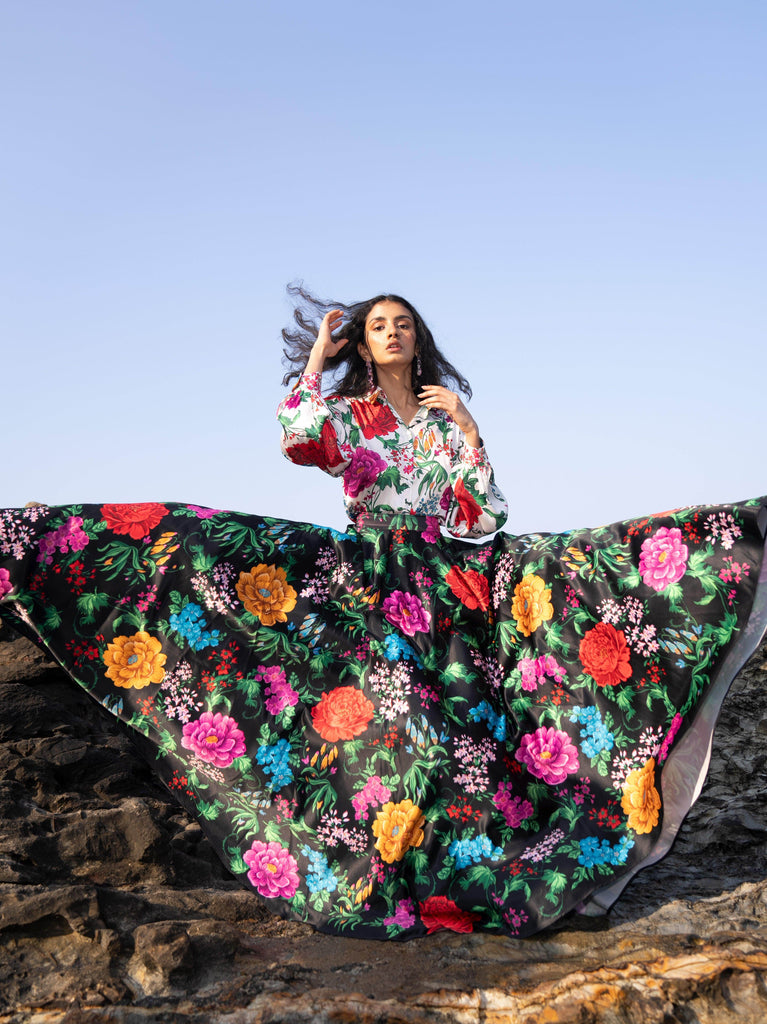 PRINTED BLACK SKIRT - dash and dot dash and dot