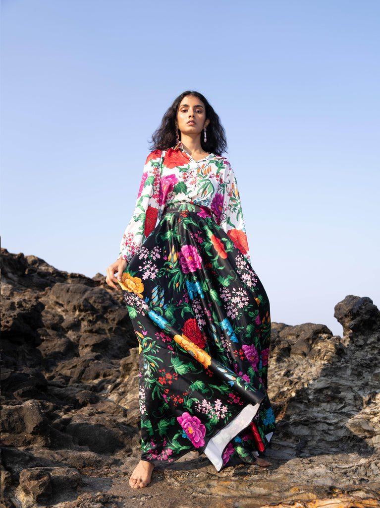 PRINTED BLACK SKIRT - dash and dot dash and dot