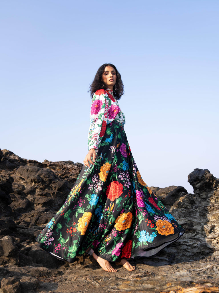 PRINTED BLACK SKIRT - dash and dot dash and dot