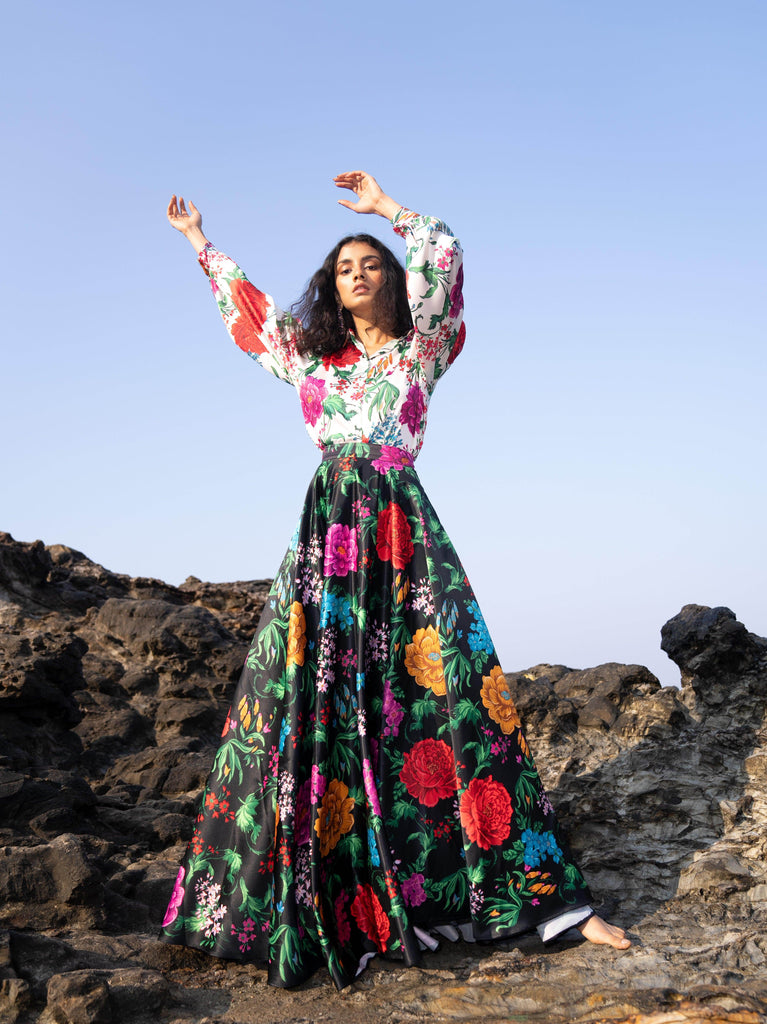 PRINTED BLACK SKIRT - dash and dot dash and dot