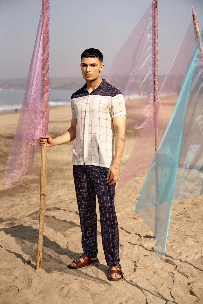 NAVY CHECK PANT - dash and dot dash and dot