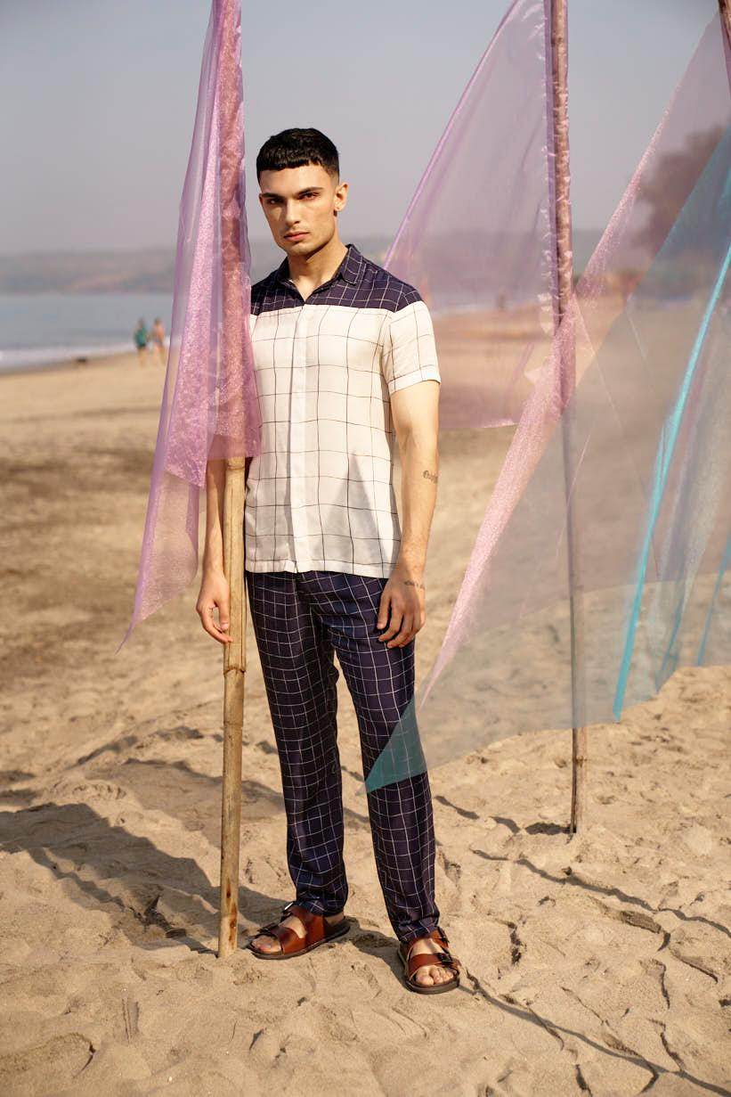 NAVY CHECK PANT - dash and dot