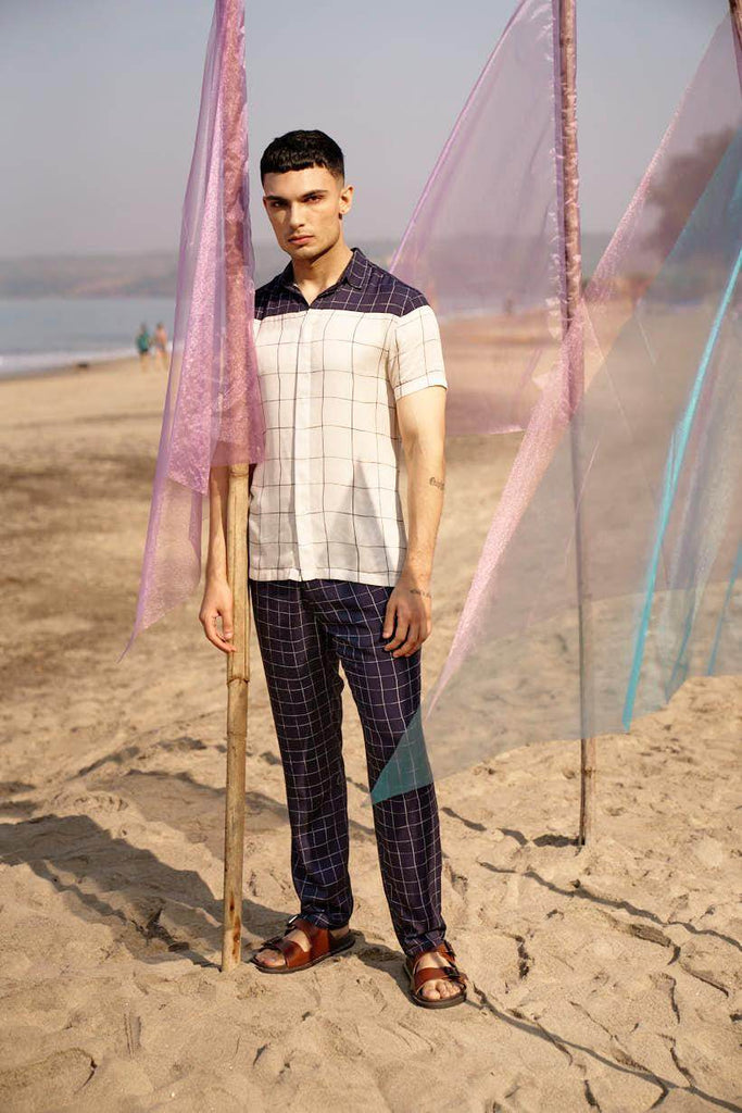 NAVY CHECK PANT - dash and dot dash and dot