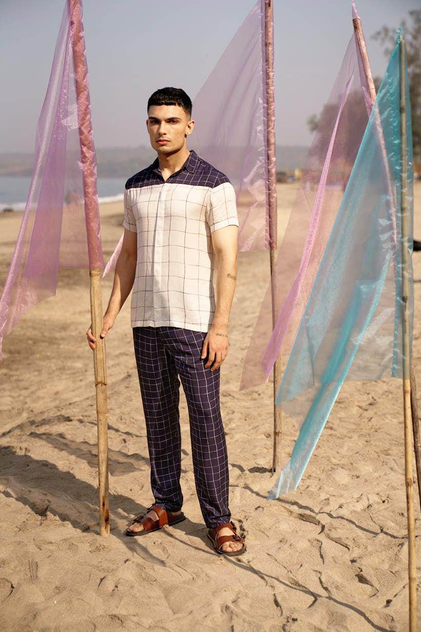 NAVY CHECK PANT - dash and dot