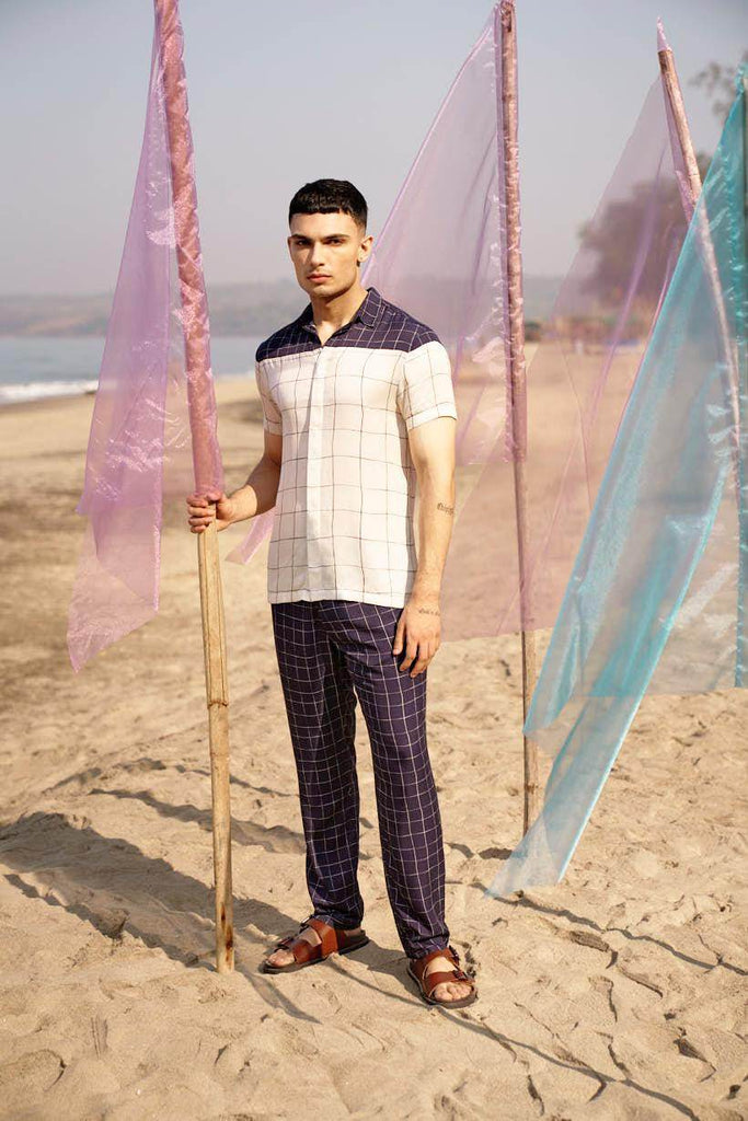 NAVY CHECK PANT - dash and dot dash and dot