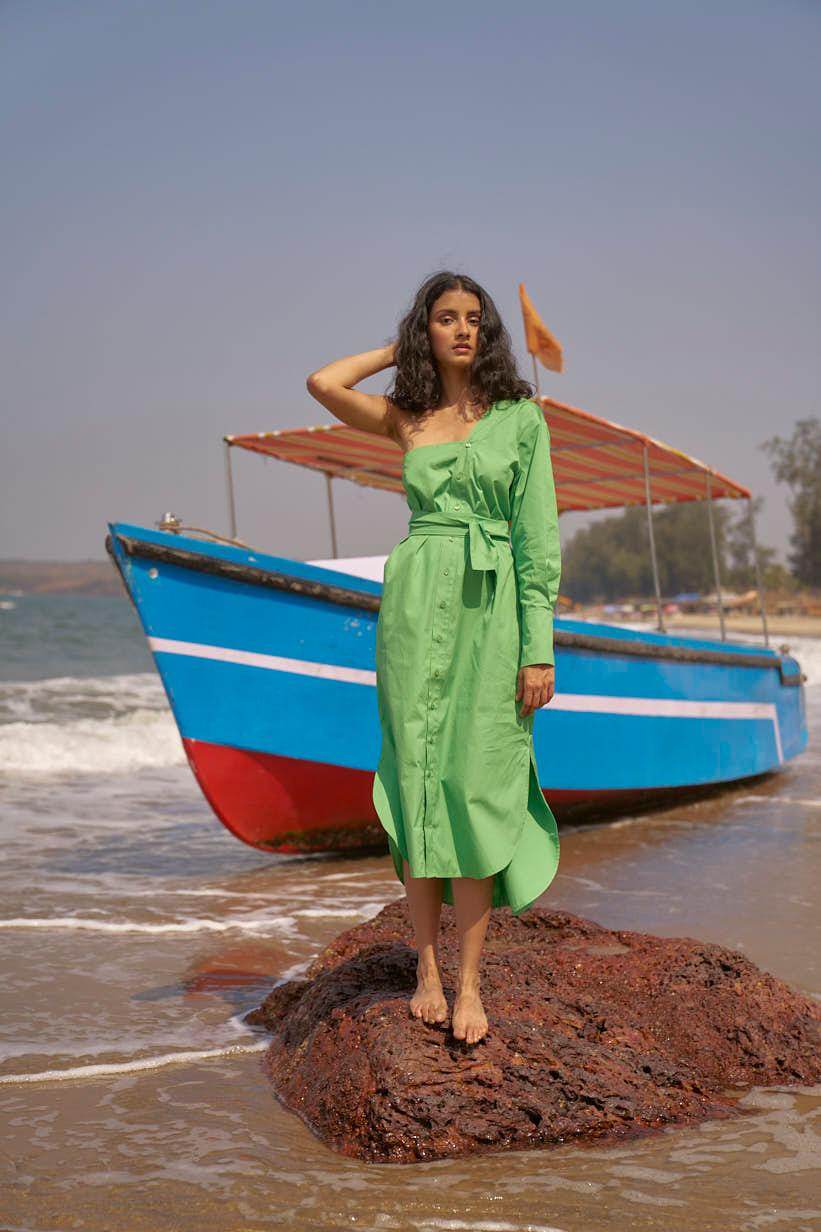SINGLE SLEEVE SHIRT DRESS - dash and dot