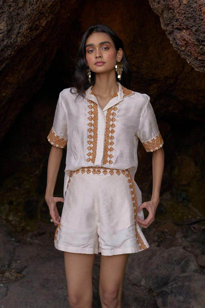 EMBROIDERED HALF SLEEVE SHIRT - dash and dot dash and dot