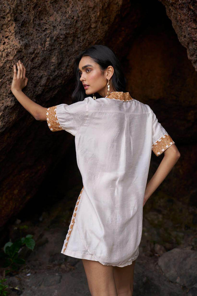 EMBROIDERED HALF SLEEVE SHIRT - dash and dot dash and dot