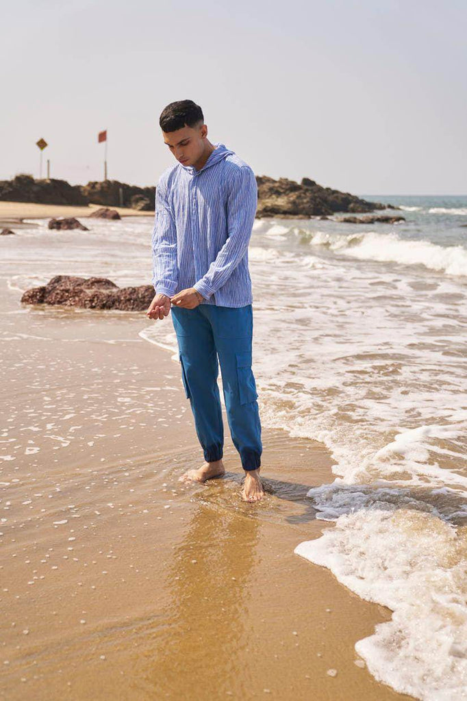 CRINKLE STRIPE HOODIE SHIRT - dash and dot dash and dot