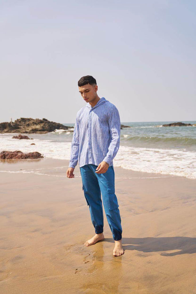 CRINKLE STRIPE HOODIE SHIRT - dash and dot dash and dot