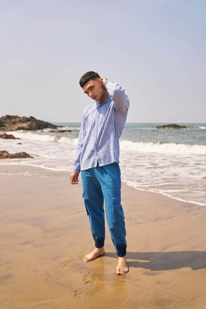 CRINKLE STRIPE HOODIE SHIRT - dash and dot dash and dot