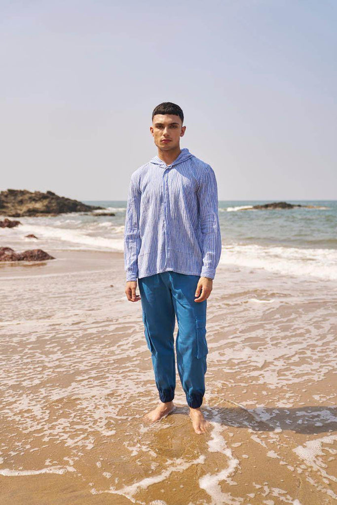 CRINKLE STRIPE HOODIE SHIRT - dash and dot dash and dot