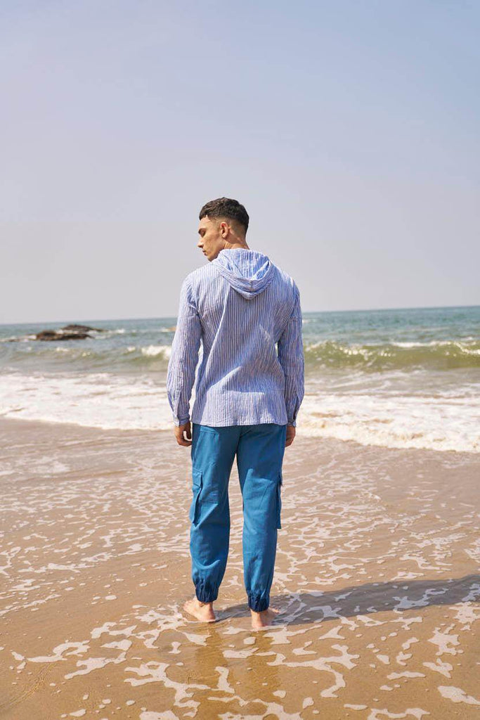 CRINKLE STRIPE HOODIE SHIRT - dash and dot dash and dot