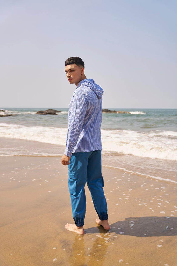 CRINKLE STRIPE HOODIE SHIRT - dash and dot dash and dot