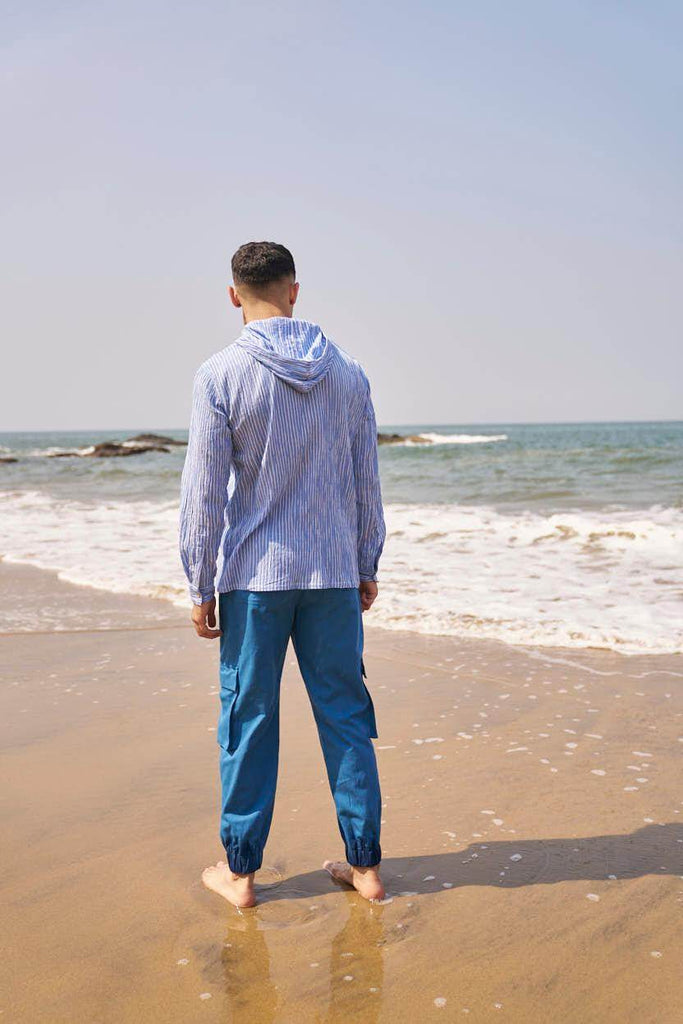 CRINKLE STRIPE HOODIE SHIRT - dash and dot dash and dot