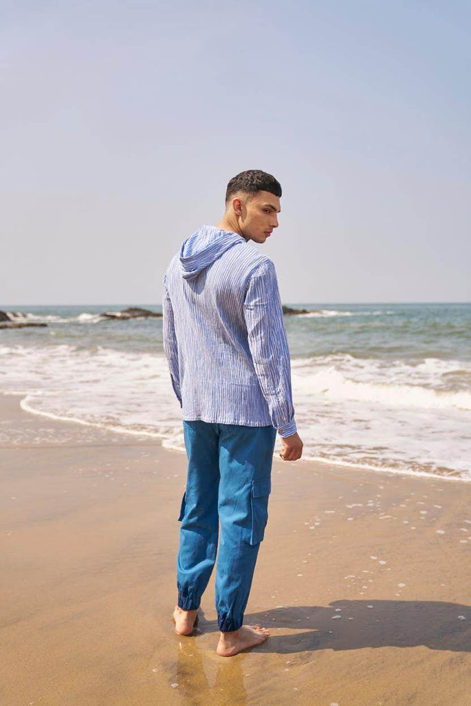 CRINKLE STRIPE HOODIE SHIRT - dash and dot dash and dot