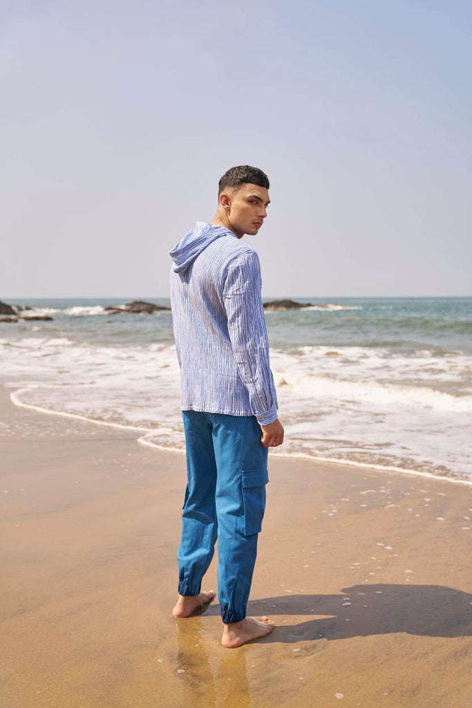 CRINKLE STRIPE HOODIE SHIRT - dash and dot dash and dot