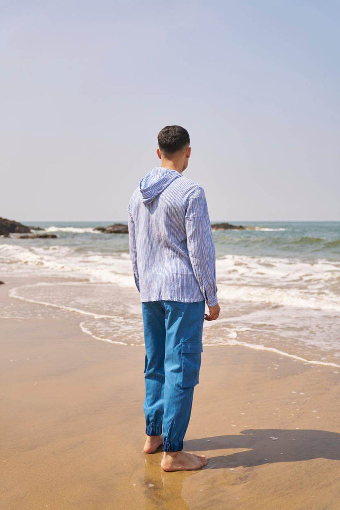 CRINKLE STRIPE HOODIE SHIRT - dash and dot dash and dot