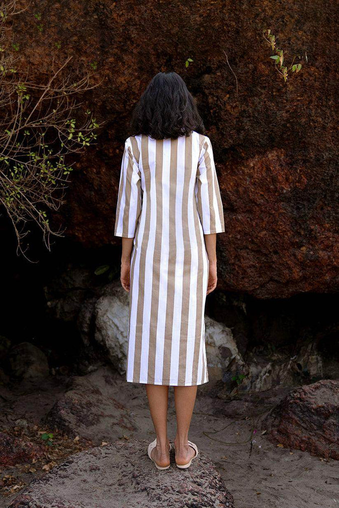 SIDE TIE STRIPED SHIRT DRESS - dash and dot dash and dot