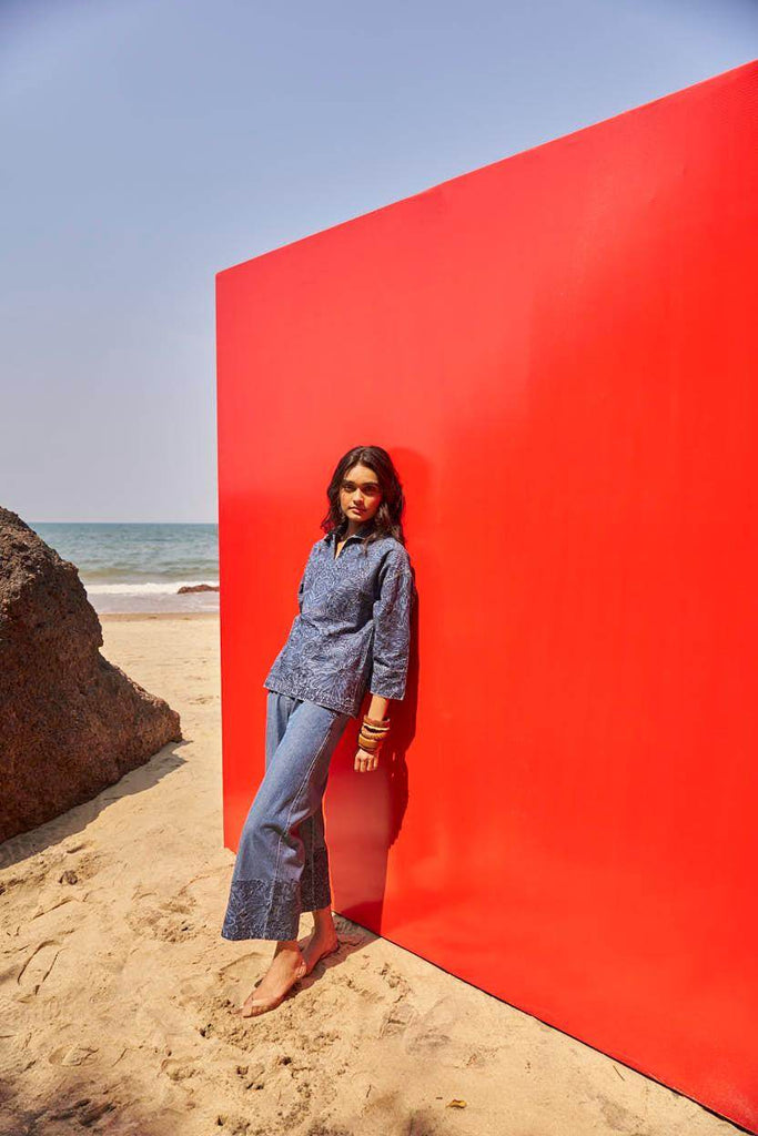 EMBROIDERED CUFF DENIM PANT - dash and dot dash and dot