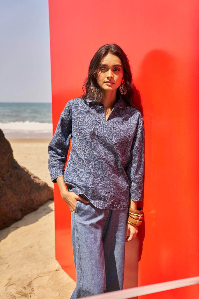 EMBROIDERED CUFF DENIM PANT - dash and dot dash and dot