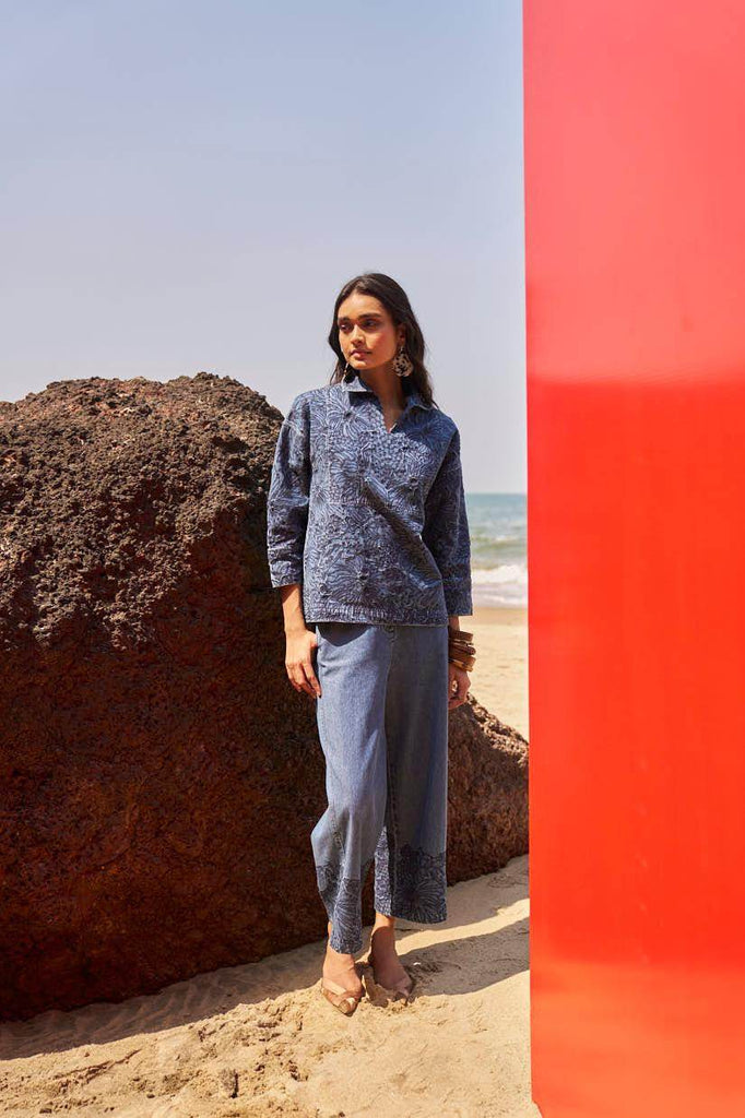 EMBROIDERED CUFF DENIM PANT - dash and dot dash and dot