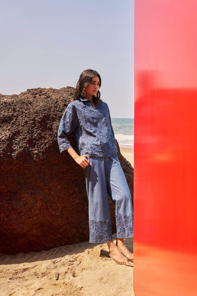 EMBROIDERED CUFF DENIM PANT - dash and dot dash and dot