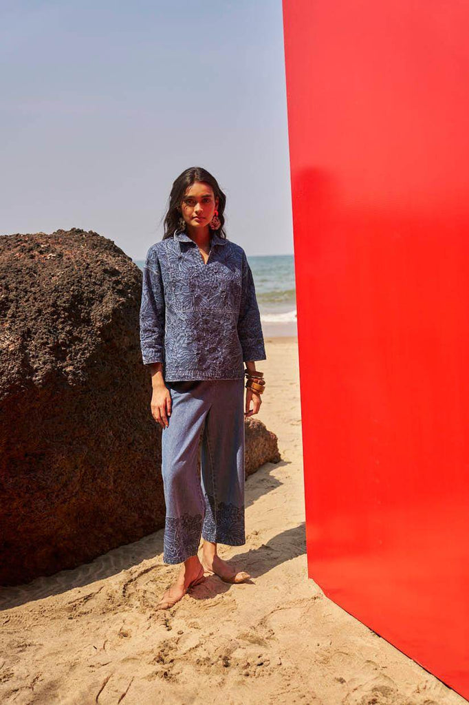 EMBROIDERED CUFF DENIM PANT - dash and dot dash and dot