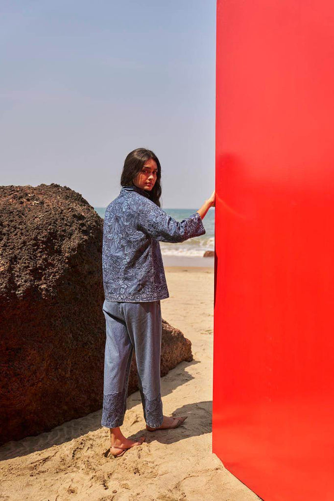 EMBROIDERED CUFF DENIM PANT - dash and dot dash and dot