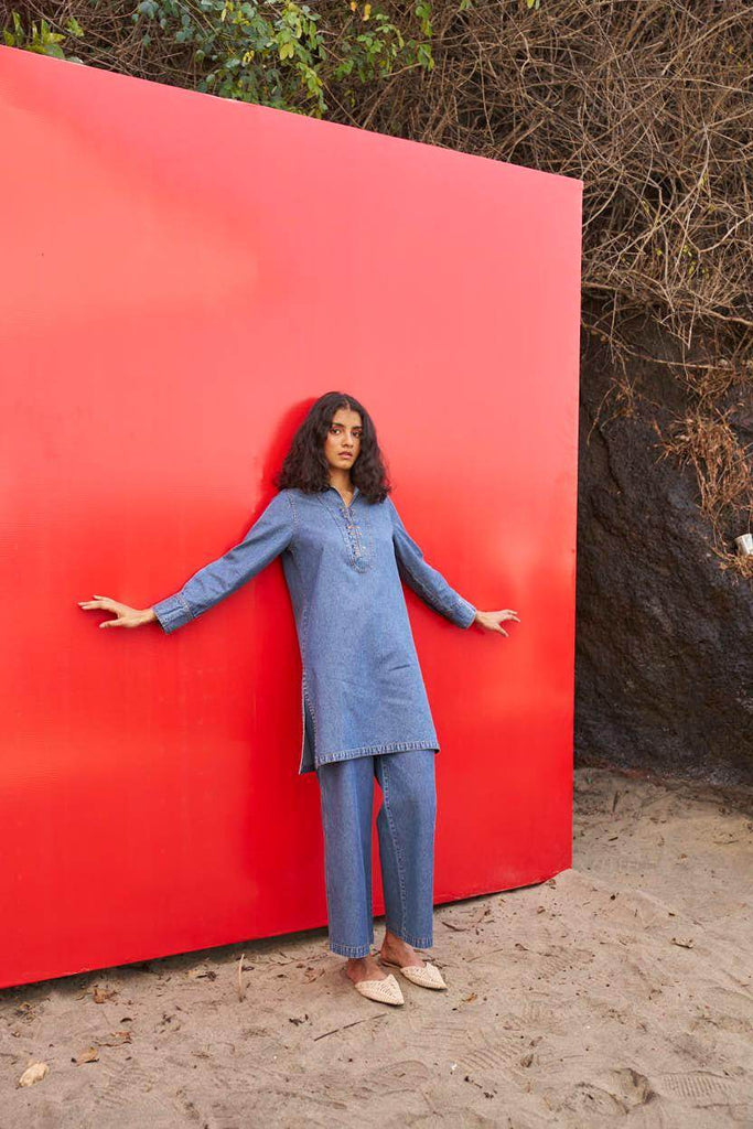 WASHED DENIM LONG TOP - dash and dot dash and dot