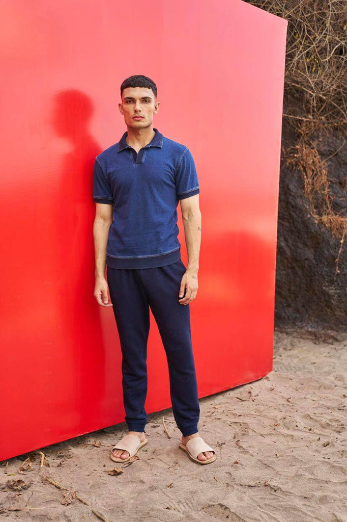 INDIGO POLO - dash and dot dash and dot