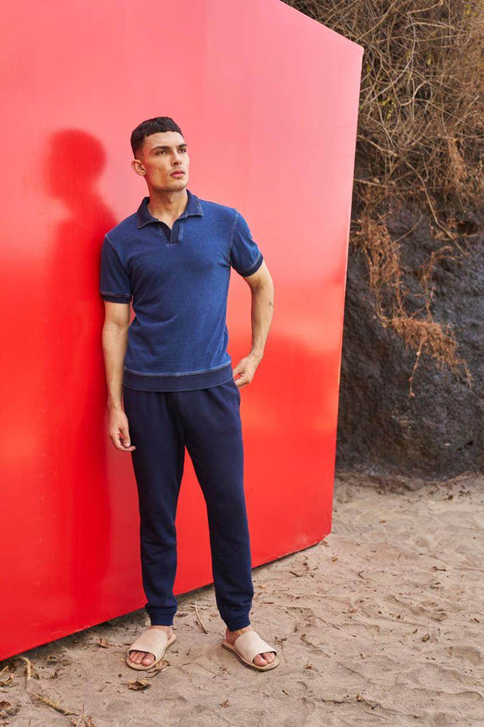 INDIGO POLO - dash and dot dash and dot