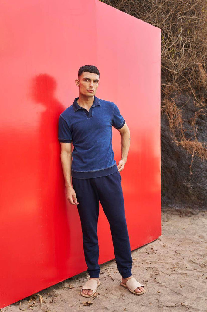 INDIGO POLO - dash and dot dash and dot