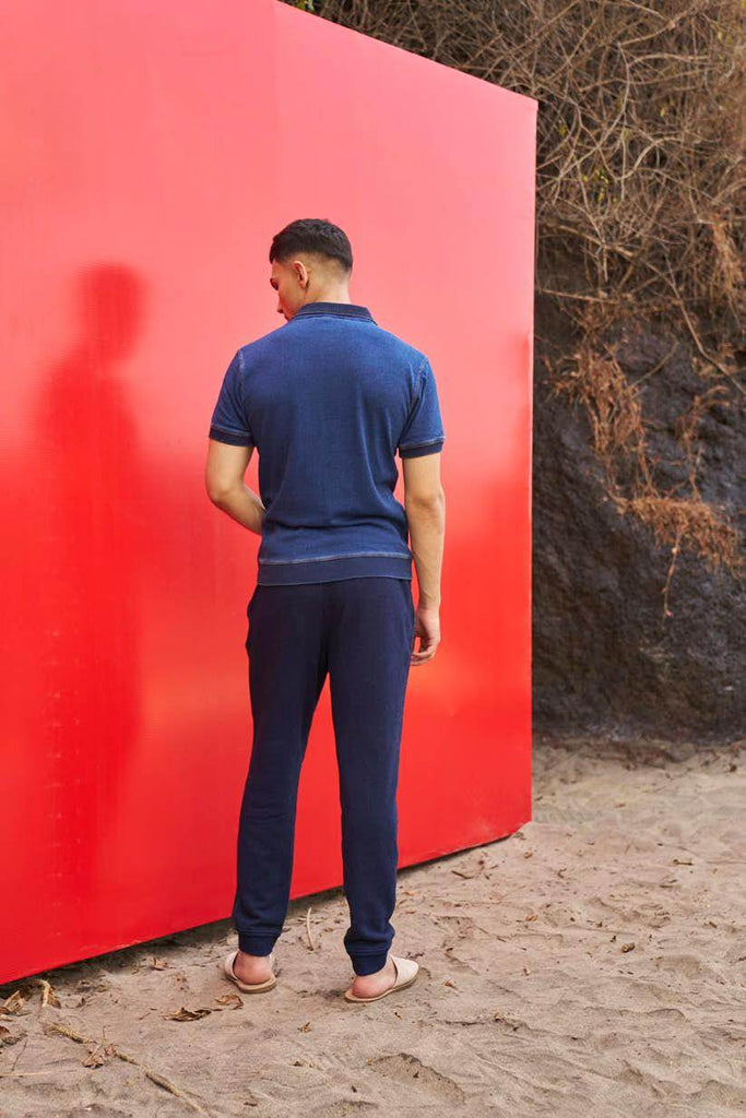 INDIGO POLO - dash and dot dash and dot