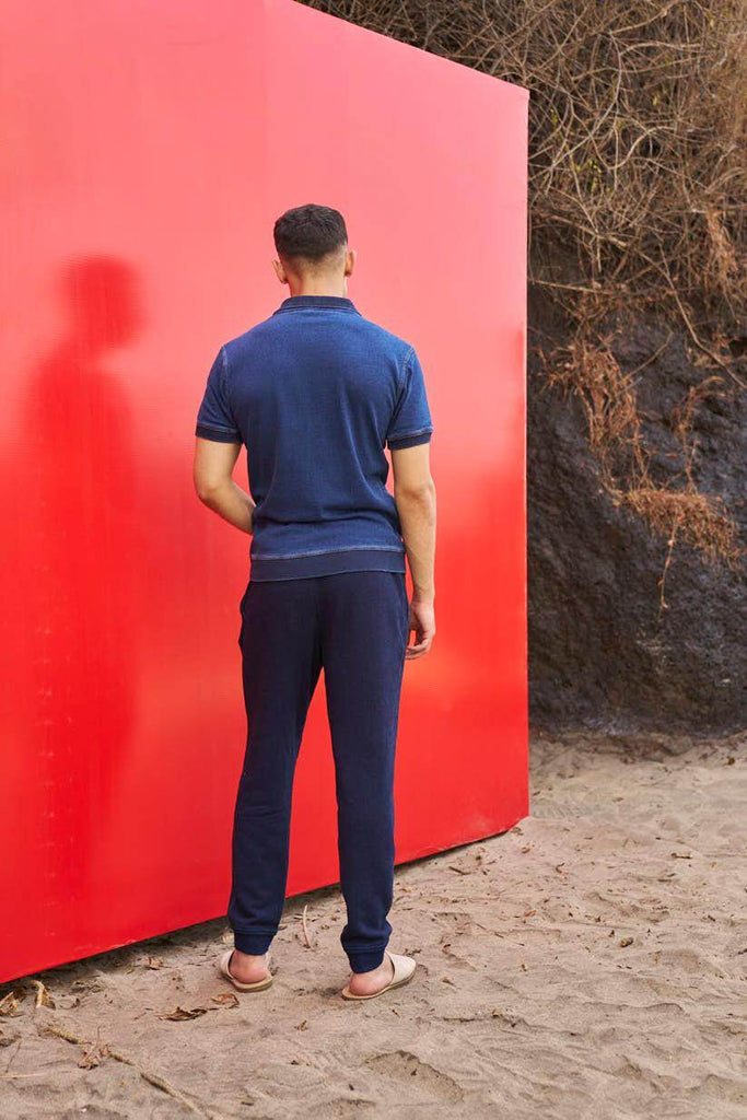 INDIGO POLO - dash and dot dash and dot