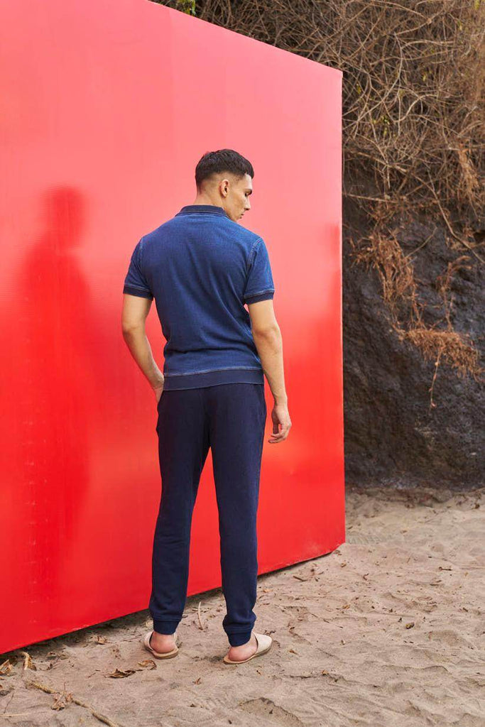 INDIGO POLO - dash and dot dash and dot