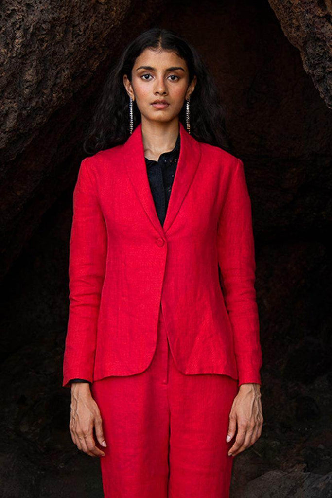 RED LINEN BLAZER - dash and dot dash and dot