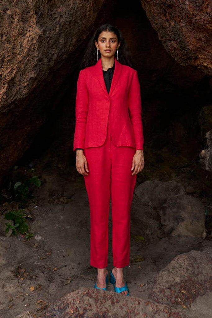 RED LINEN PANT - dash and dot dash and dot