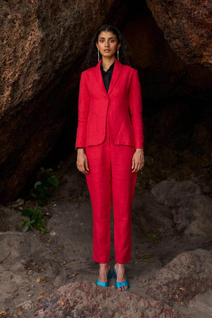 RED LINEN BLAZER - dash and dot dash and dot