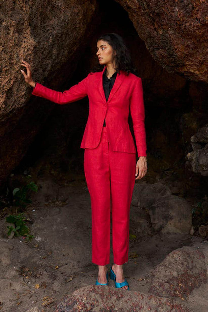 RED LINEN BLAZER - dash and dot dash and dot