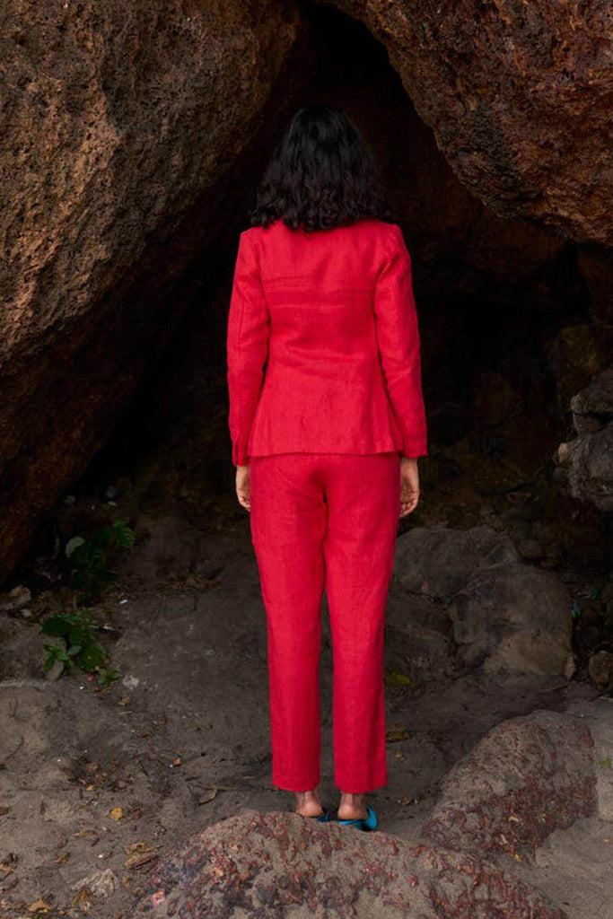 RED LINEN PANT - dash and dot dash and dot