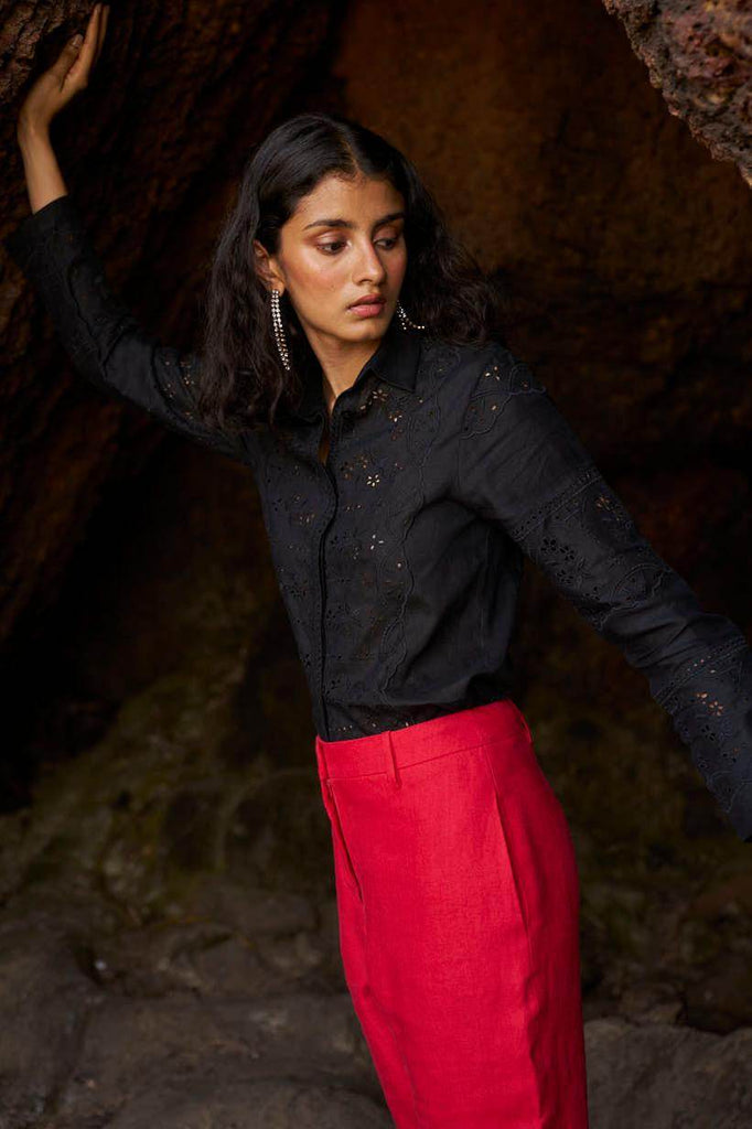LINEN SCHIFFLI SHIRT - dash and dot dash and dot