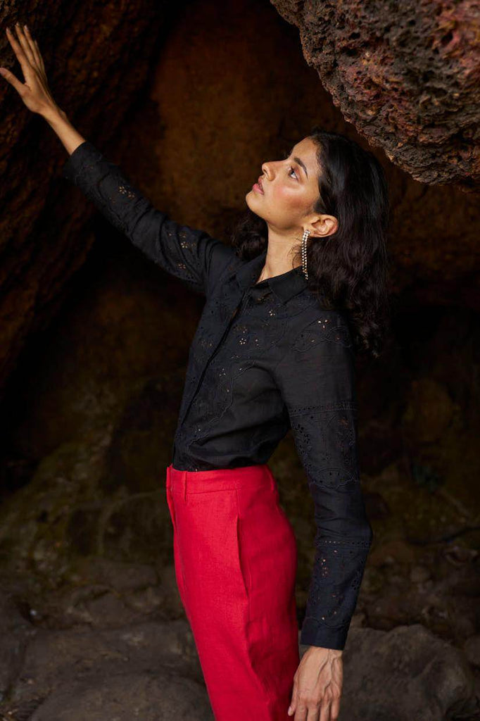 LINEN SCHIFFLI SHIRT - dash and dot dash and dot
