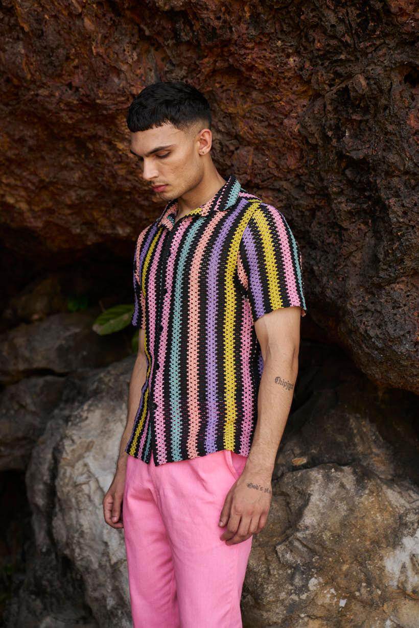 MULTI STRIPE TEXTURED SHIRT - dash and dot