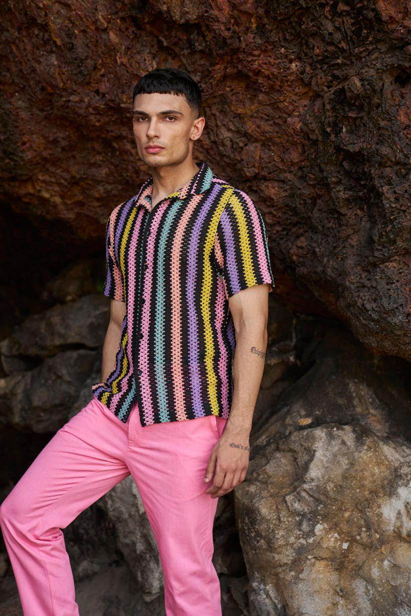 MULTI STRIPE TEXTURED SHIRT - dash and dot