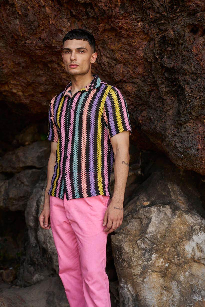 MULTI STRIPE TEXTURED SHIRT - dash and dot