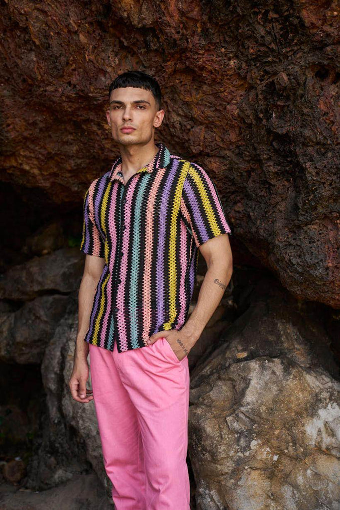 MULTI STRIPE TEXTURED SHIRT - dash and dot dash and dot