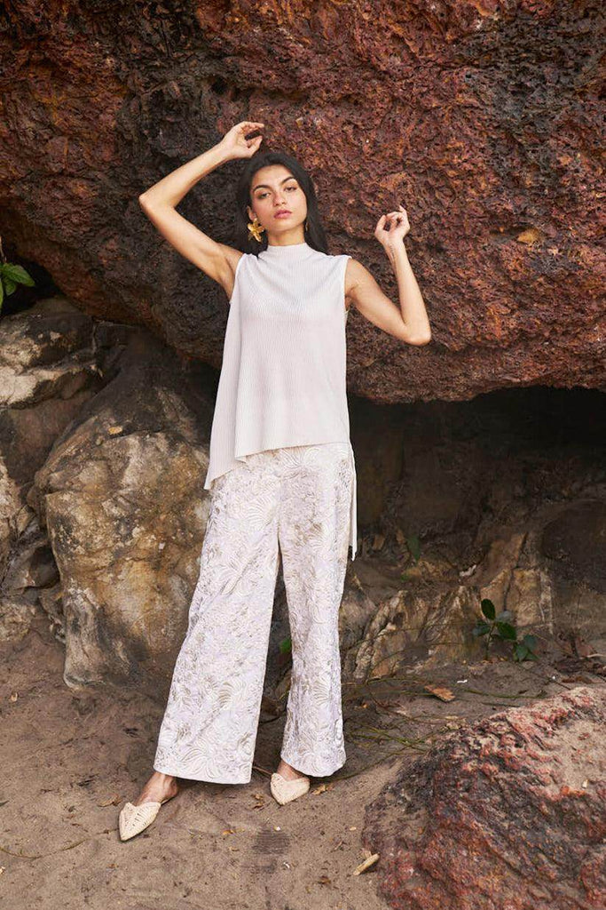 PLEATED HIGH/LOW TOP - dash and dot dash and dot