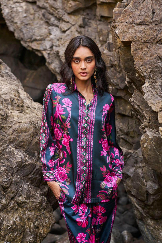 CONTRAST FLORAL SHIRT - dash and dot dash and dot