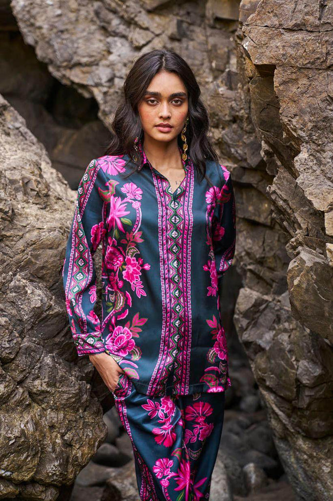 CONTRAST FLORAL SHIRT - dash and dot dash and dot